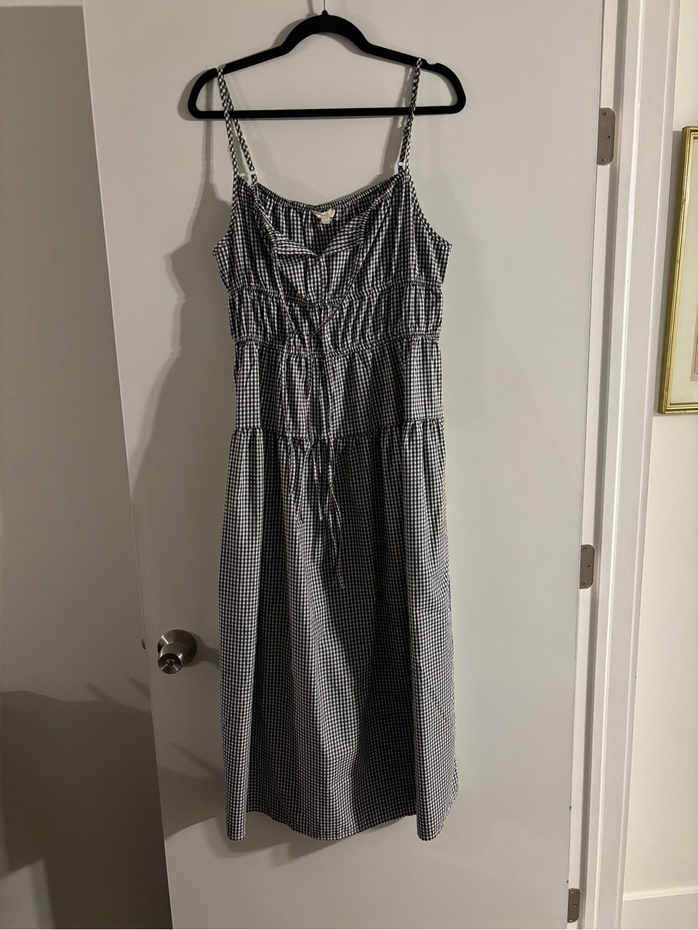 Old Navy Black and White Gingham Maxi Dress with Adjustable Straps